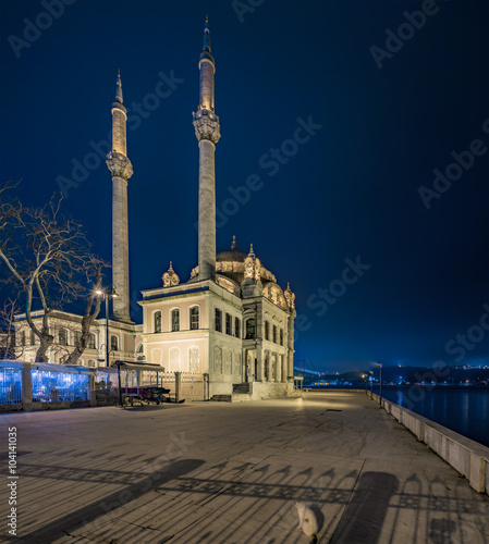 Ortakoy Mosque and the Bosphorus Bridge at night Istanbul Turkey