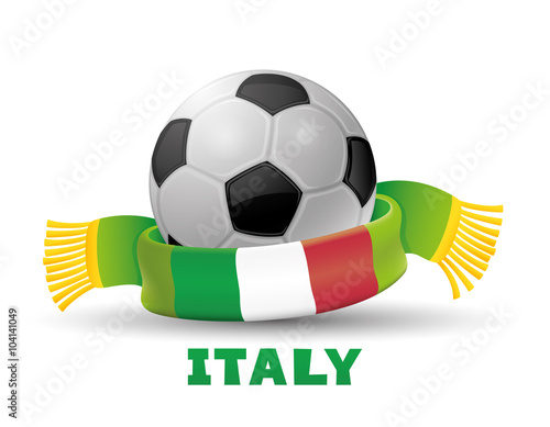 Green scarf with the flag of Italy and soccer ball