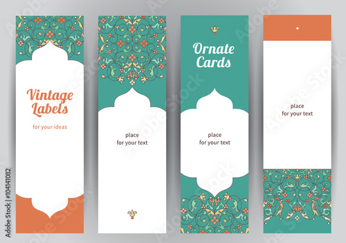 Vector set of vertical cards in Eastern style.