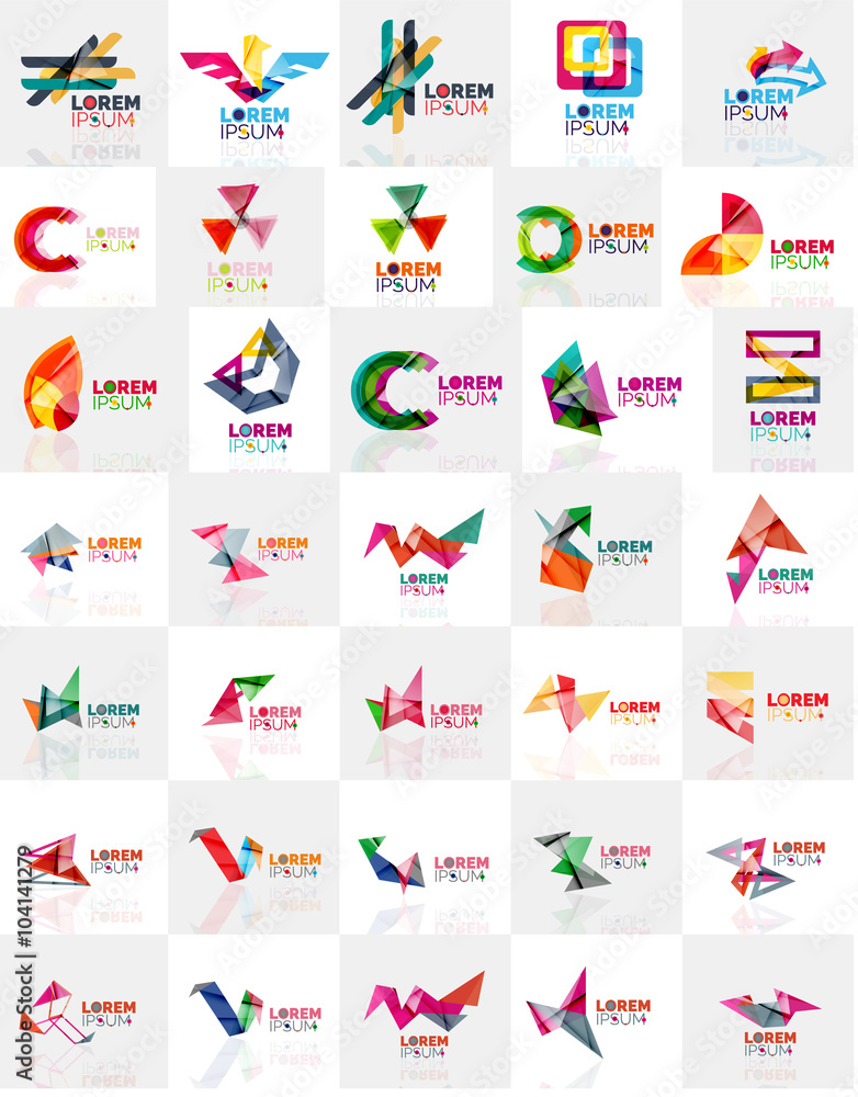 Obraz premium Collection of colorful abstract origami logos