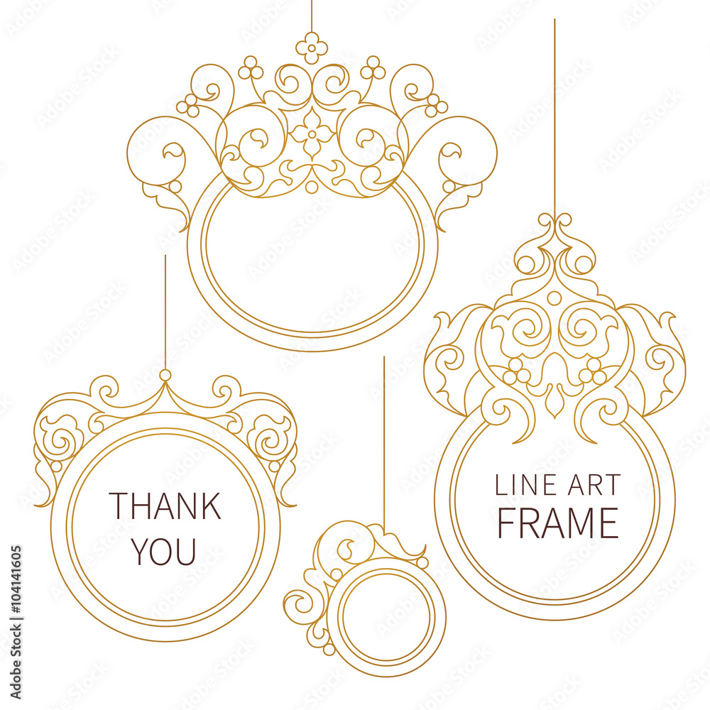 Vector line art frame for design template. Stock Vector | Adobe Stock