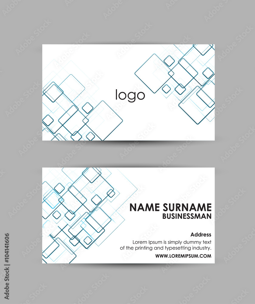 Fototapeta Abstract blue squares pattern - Business card vector design template.