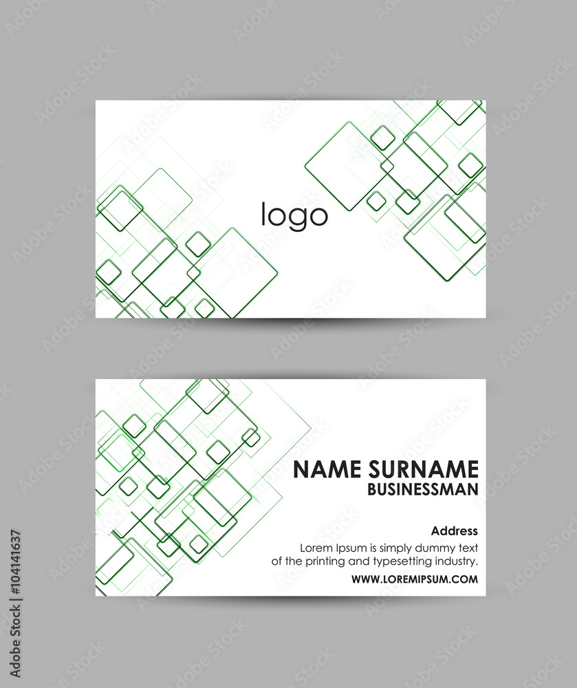 Fototapeta Abstract green squares pattern - Business card vector design template.