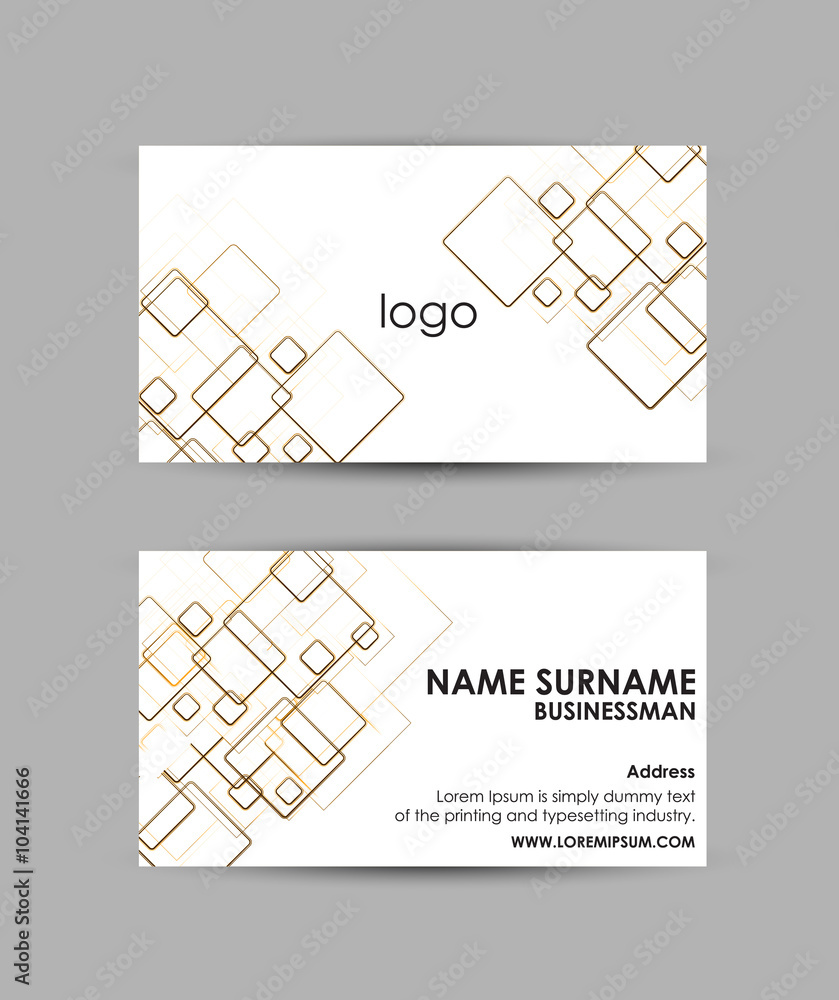 Fototapeta Abstract yellow squares pattern - Business card vector design template.
