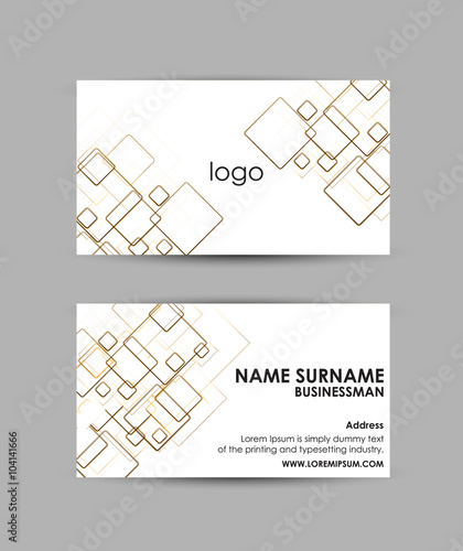 Abstract yellow squares pattern - Business card vector design template.