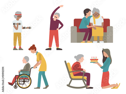 Elderly man and woman set