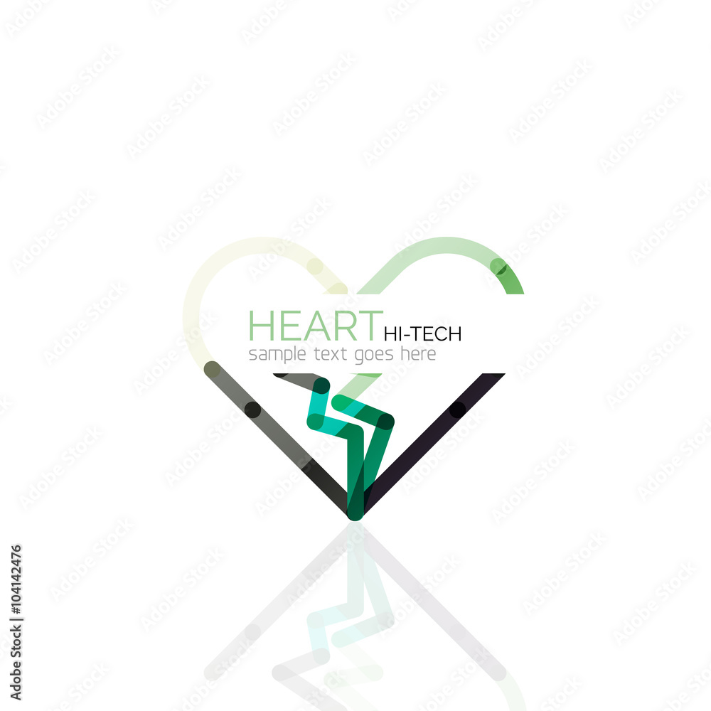 Logo love heart, abstract linear geometric business icon Logo love heart, abstract linear geometric business icon