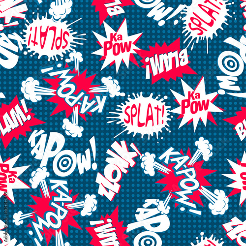 Comic book action words seamless pattern