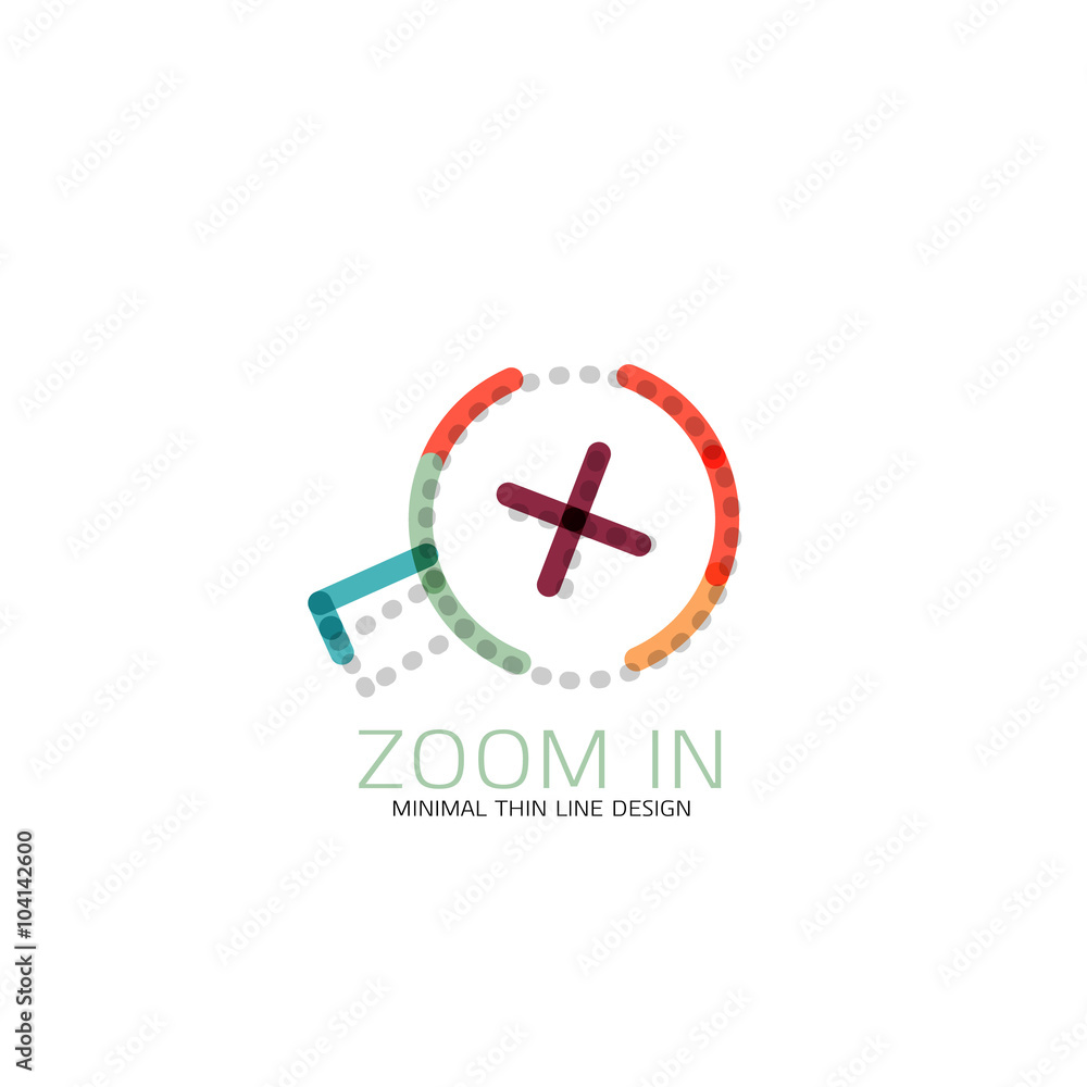 Vector thin line design logo magnifying glass, search and find or zoom logotype concept. Linear minimalistic business icon Vector thin line design logo magnifying glass, search and find or zoom logotype concept. Linear minimalistic business icon