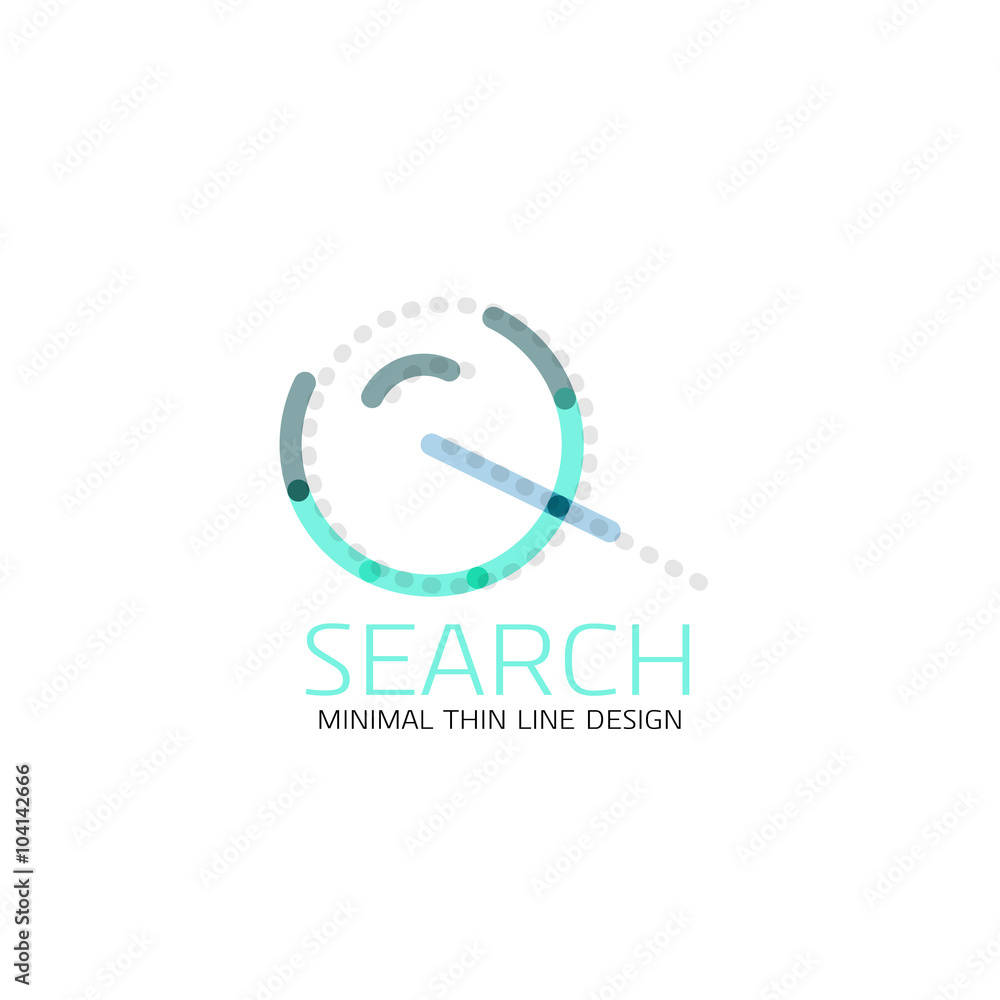 Vector thin line design logo magnifying glass, search and find or zoom logotype concept. Linear minimalistic business icon Vector thin line design logo magnifying glass, search and find or zoom logotype concept. Linear minimalistic business icon
