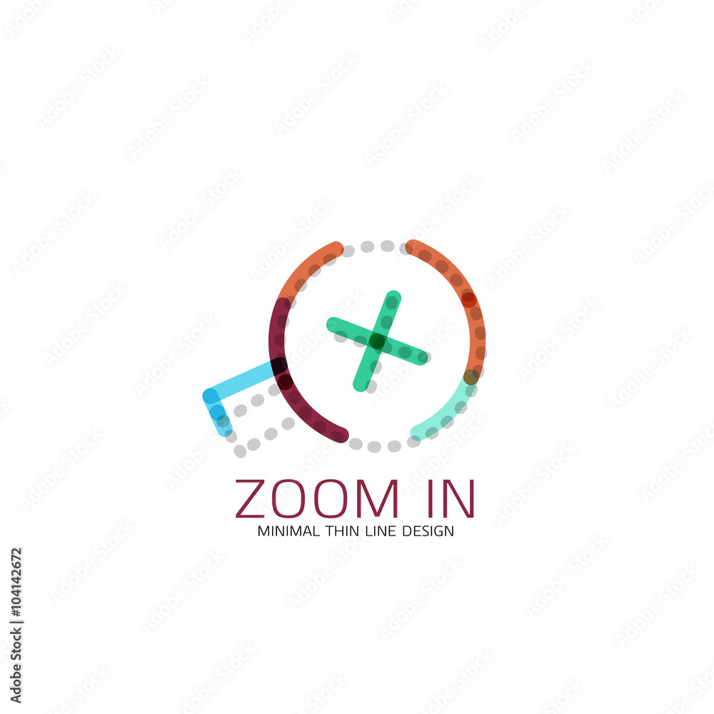 Vector thin line design logo magnifying glass, search and find or zoom logotype concept. Linear minimalistic business icon Vector thin line design logo magnifying glass, search and find or zoom logotype concept. Linear minimalistic business icon