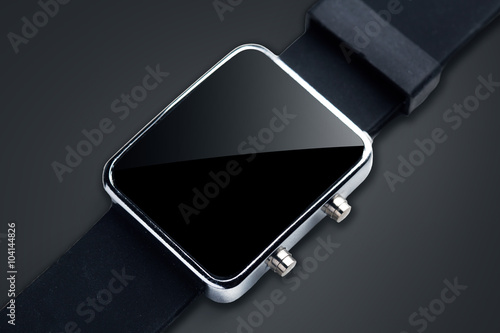 close up of black smart watch