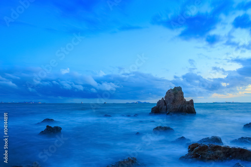 long exposure of sea and rocks