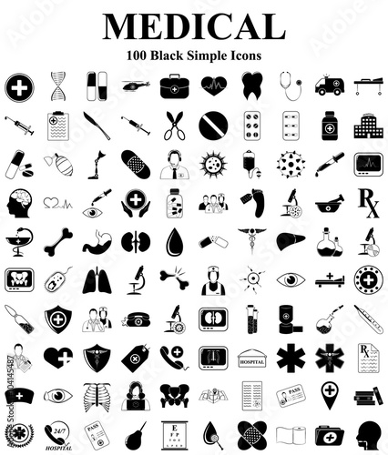 Medical 100 icons set for web and mobile