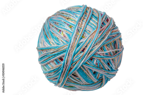 Yarn ball on the white background