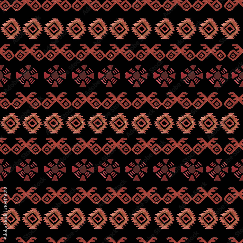 Watercolor tribal seamless pattern. Geometric boho elements. Can use them for your design, post cards, prints, invitations, greetings or even for printing on fabrics. Watercolor tribal seamless pattern. Geometric boho elements. Can use them for your design, post cards, prints, invitations, greetings or even for printing on fabrics.