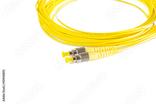 fiber optic patchcord on white background