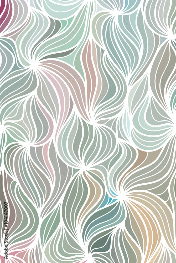 Vector wave background of doodle drawn lines