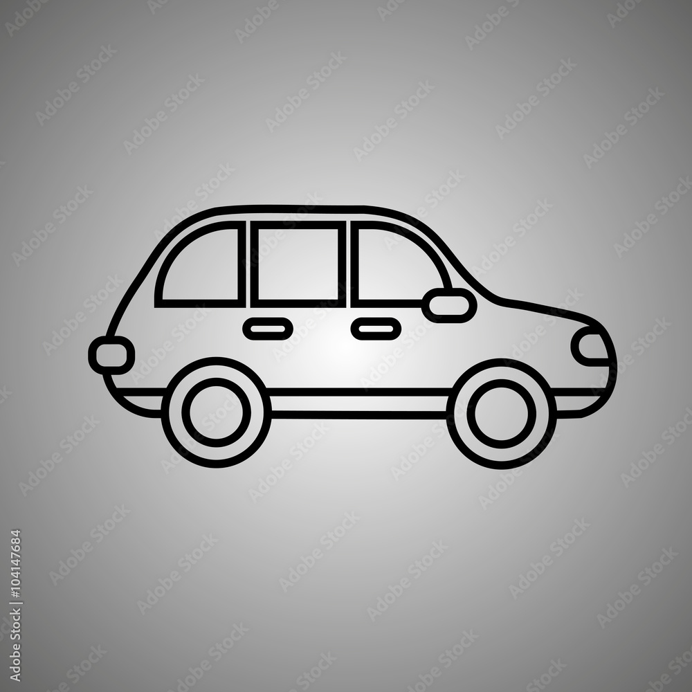 Car outlines in black with details icon, logo, illustration.  Vector illustration EPS10