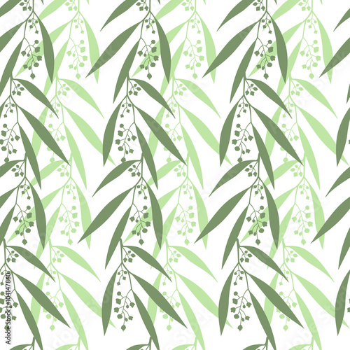 Fototapeta Naklejka Na Ścianę i Meble -  Seamless pattern branches of eucalyptus. Vector illustration.  Green floral background