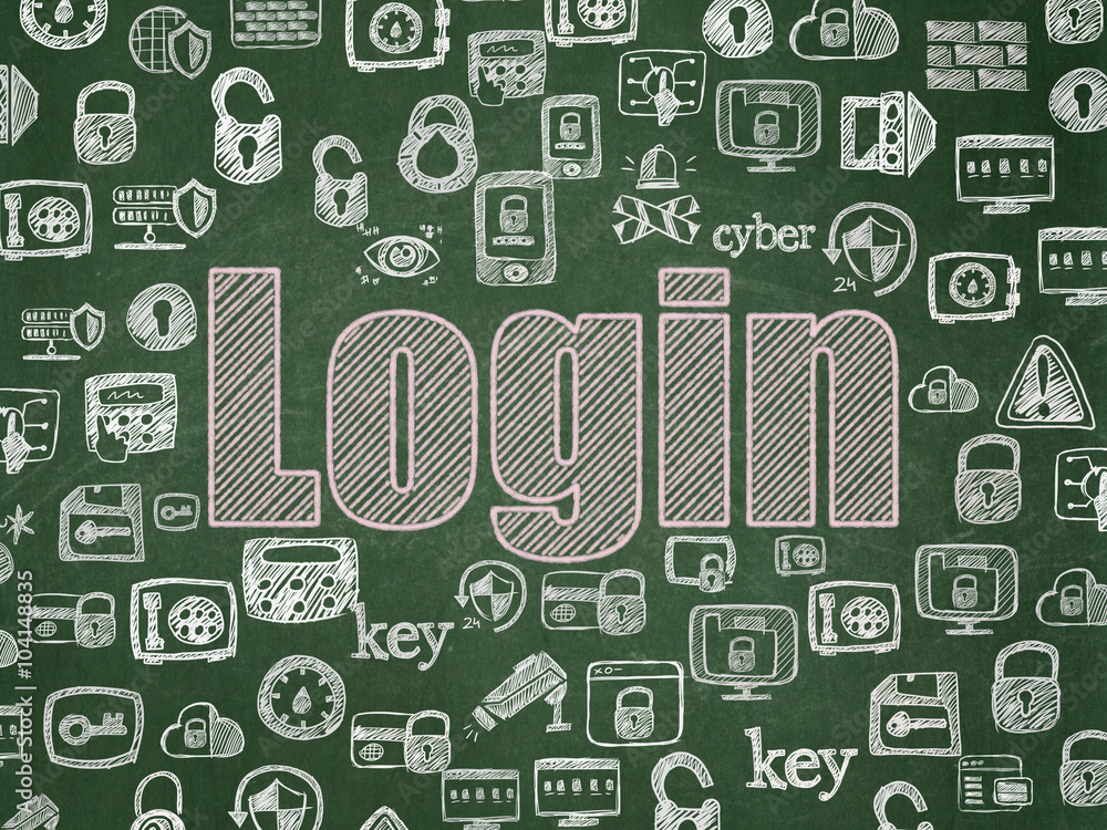 Privacy concept: Login on School Board background Privacy concept: Login on School Board background