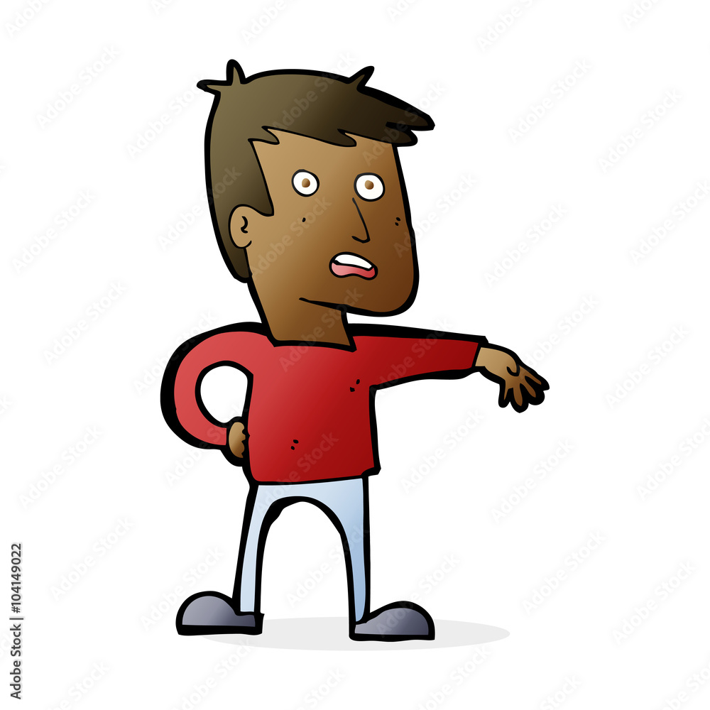 cartoon man making camp gesture