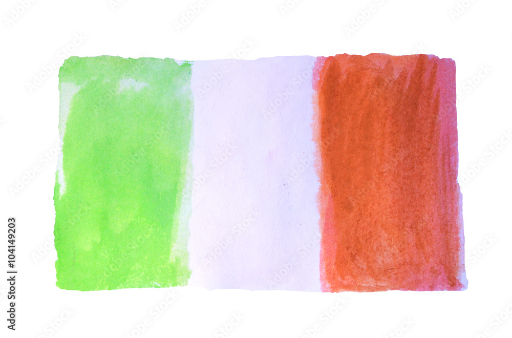 Naklejka premium Watercolor Ireland or Italy flag on white background