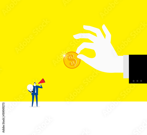 Bargaining for paying / A business man bargains for paying.