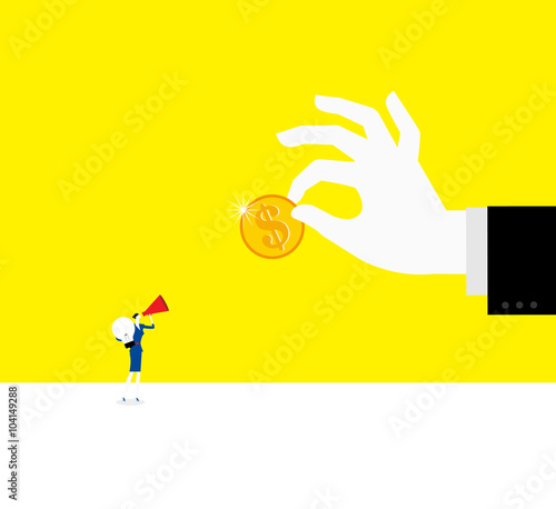 A business woman is poaching with high paying.