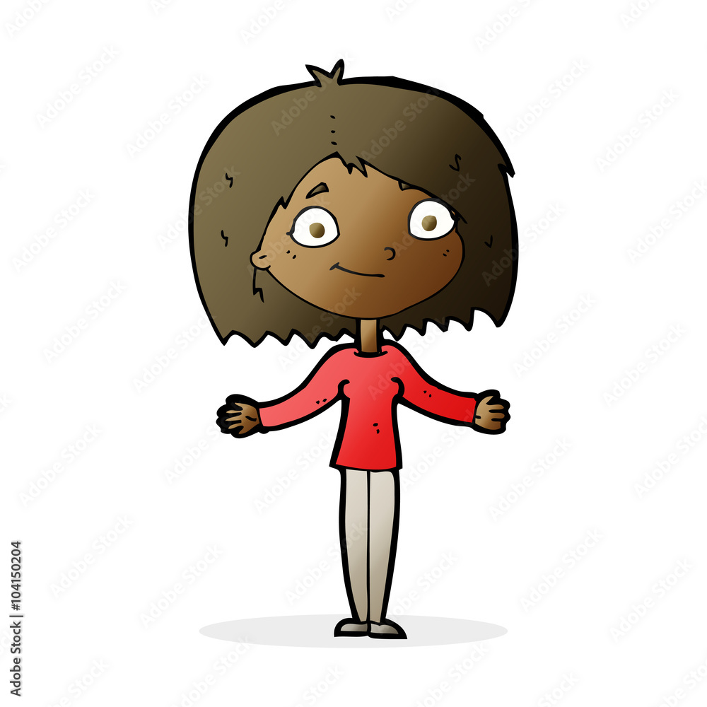 cartoon woman shrugging shoulders cartoon woman shrugging shoulders