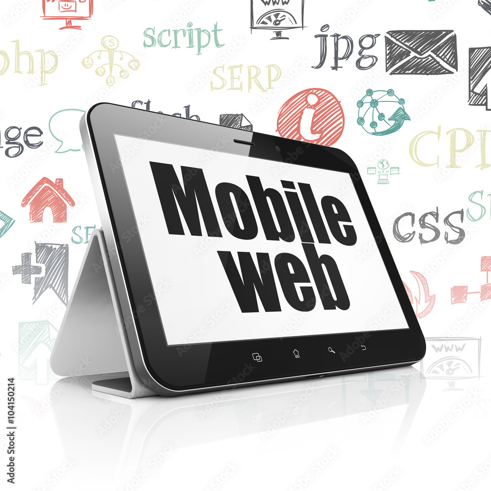 Web design concept: Tablet Computer with Mobile Web on display Web design concept: Tablet Computer with Mobile Web on display