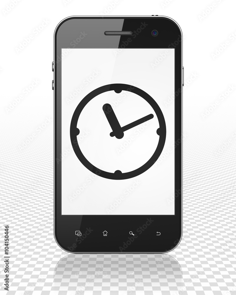 Time concept: Smartphone with Clock on display Time concept: Smartphone with Clock on display