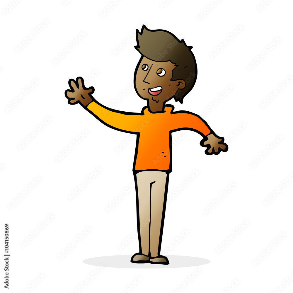 cartoon man waving cartoon man waving