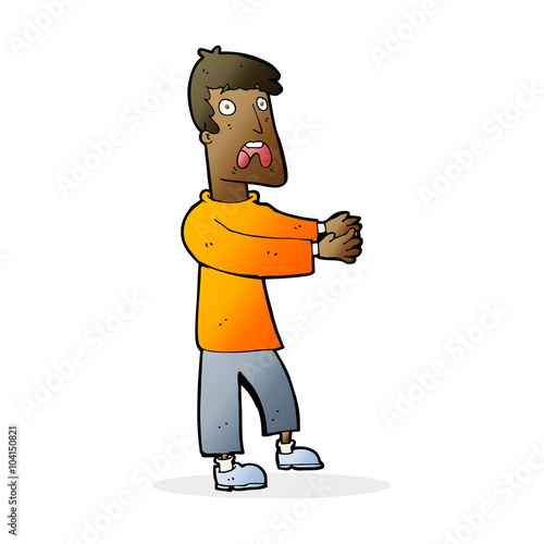 cartoon terrified man