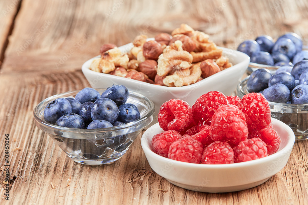 Super food breakfast with berries and nuts Super food breakfast with berries and nuts
