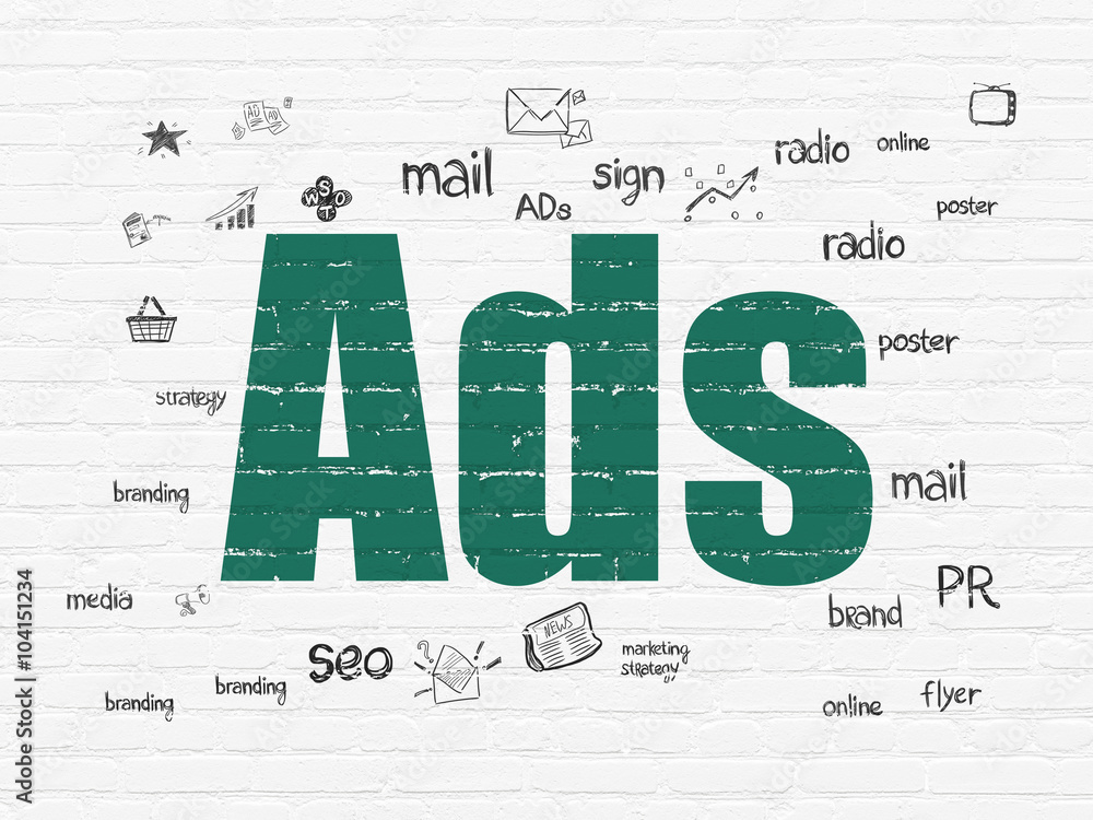 Obraz premium Advertising concept: Ads on wall background