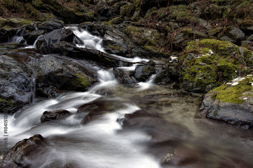 stream of mountain river among stones