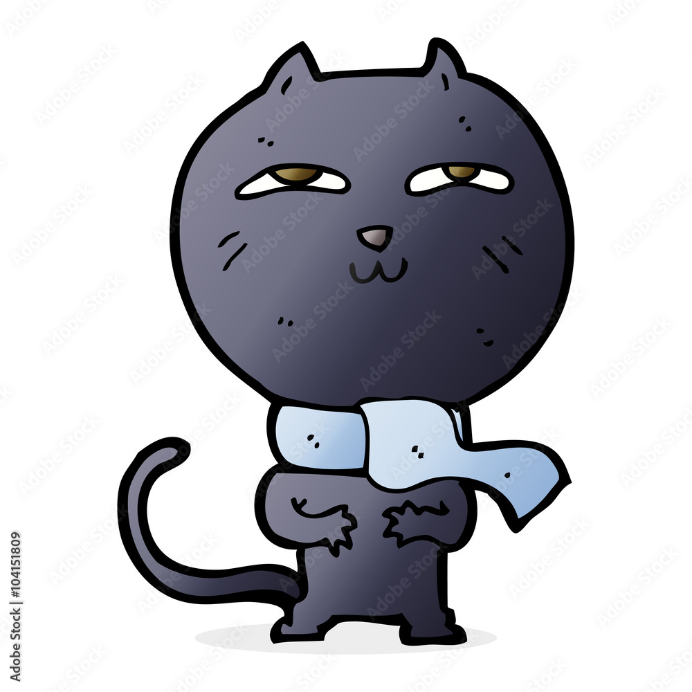 Fototapeta premium cartoon funny cat wearing scarf