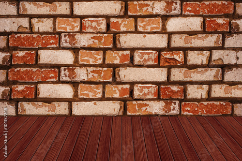 Empty table and brick wall in background. Great for product disp photo