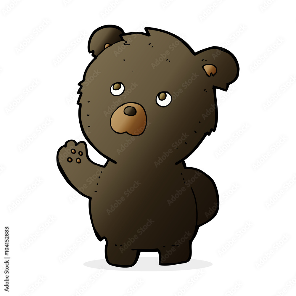 cartoon waving black bear cartoon waving black bear
