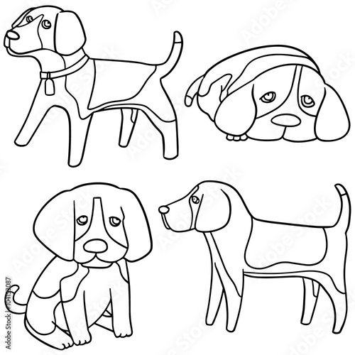 vector set of dog, beagle