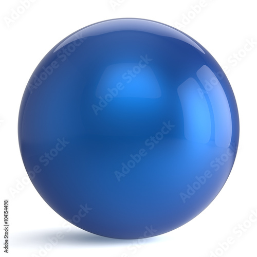 Sphere button round blue ball geometric shape basic circle solid figure simple minimalistic atom element single drop shiny glossy sparkling object blank balloon icon. 3d render isolated