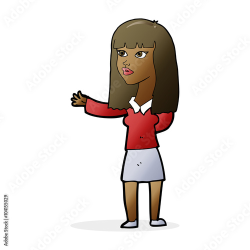 cartoon woman gesturing to show something