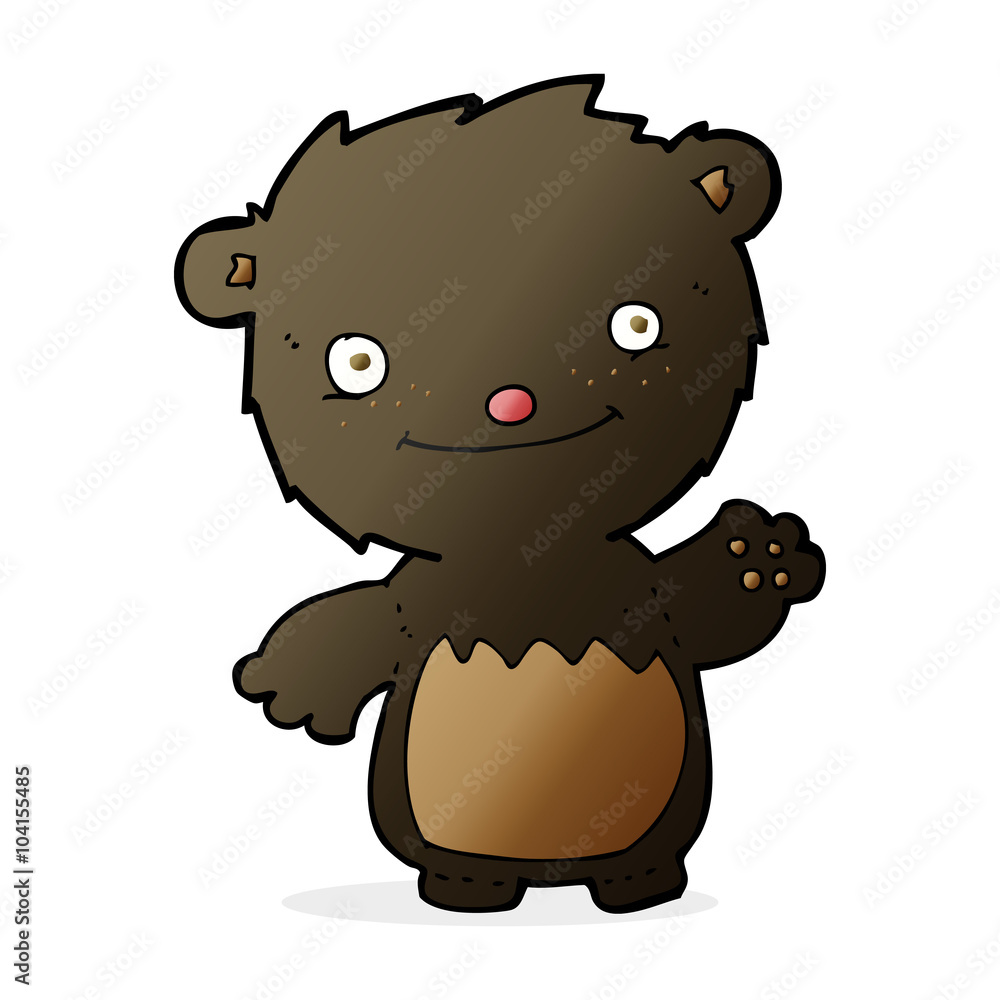 cartoon waving black bear cub cartoon waving black bear cub