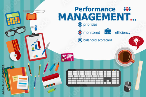 Performance management design and flat design illustration conce