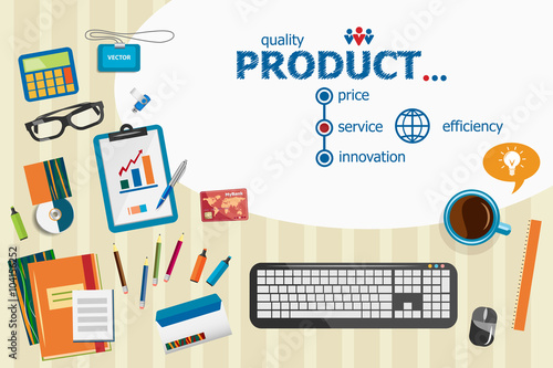Product and flat design illustration concepts for business analy