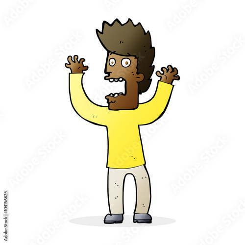 cartoon terrified man