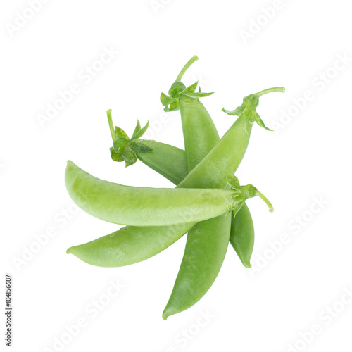 sweet fresh green peas isolated on white background