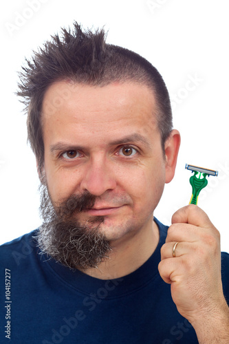 Man with super efficient razor