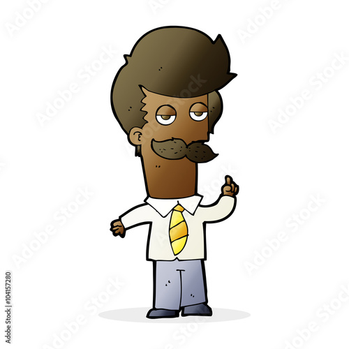 cartoon mna with mustache explaining